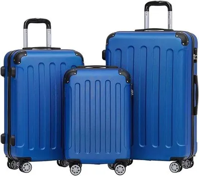 Produktbild von Famanu Hartschalenkoffer Trolley mit 4 Rollen - 3-teiliges Set in Blau