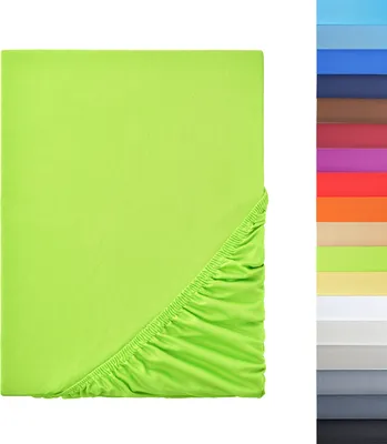 Produktbild von Mikrofaser Spannbettlaken Spannbetttuch in vielen Größen und Farben, 140x200cm Apfel grün