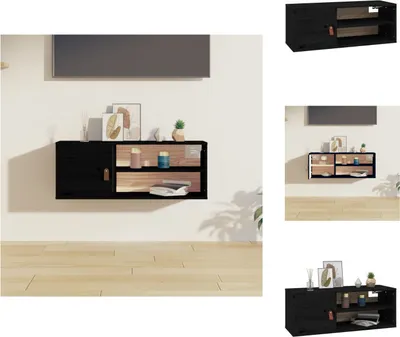 Image de vidaXL Armoire murale noire 80x30x30 cm pin massif - étagères murales