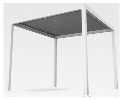 Produktbild von Pavillon 3x3, Wasserdicht, Stabil und Winterfest, Lamellendach aus verzinktem Stahl, Pulverbeschichteter Aluminiumrahmen, Wetterfest, Weiß