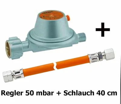 Produktbild von Druckregler für Caravan / Wohnmobil 50 mbar + Schlauch 40 cm, Gas Wohnwagen 2026