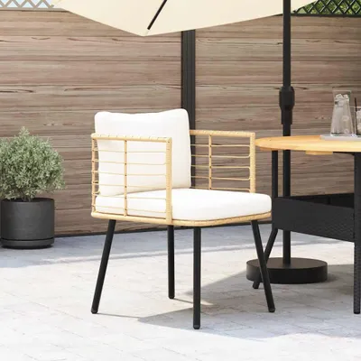 Produktbild von VidaXL 4108260, Terrasse, Gepolsterter Sitz, Galvanisiertes Stahl, Polyrattan, Stahl, Cremefarben, Weiß, 600 mm, 650 mm