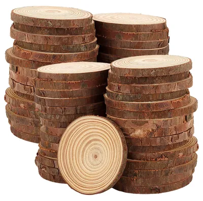 Holzscheiben, 50 Stück, 6-7 cm, unbehandelt, rund