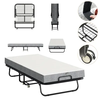 Produktbild von Jopassy 90x200cm rozkladacie lôžko pre hostí do 150 kg, na kolieskach, s matracom a ochranným poťahom