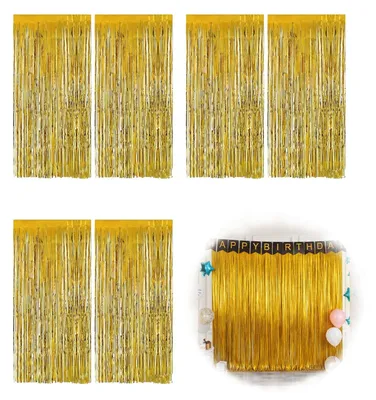 Produktbild von Lametta-Vorhang - Glänzende Fransen - Dekoration für Veranstaltungen - 6 Sets, 1x2 m