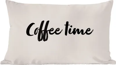 Produktbild von MuchoWow® Zierkissen Sofakissen Wohnzimmer Dekokissen 50x30 cm Zitate - Sprichwörter - Kaffeezeit - Wohnzimmerdekoration - Polster mit Photo