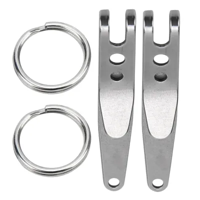 Image de clip de ceinture en acier inoxydable en 2 parties, clip de poche extérieur avec porte-clés, porte-clés