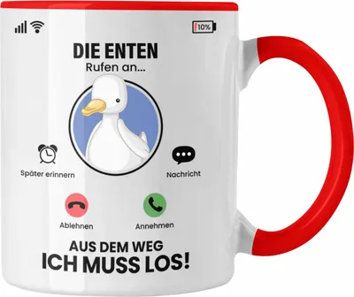 Produktbild von Trendation - Die Enten Rufen An Tasse Geschenk für Enten Züchter Besitzer Geschenkidee Lustig Spruch (Rot)