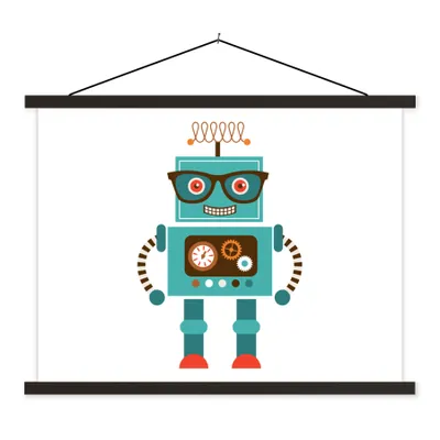 Produktbild von MuchoWow® Textilposter Roboter - Schutzbrille - Zahnräder - Gesicht - Jungen - Kinder 150x113 cm mit schwarzem Rahmen - Wohnzimmer
