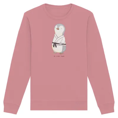 Produktbild von Mr. & Mrs. Panda Baumwoll Pullover Pinguin Karate Größe L - Canyon Pink - Geschenk, Bio-Pullover, Verein, Kampfsportart, Kampfkunst, Sweatshirt, Selbstverteidigung, Pulli