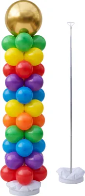 Obrázok produktu pre Stojan na balóny Relaxdays, sada 2 ks, teleskopická tyč, 45–205 cm, dekorácia na svadbu, narodeniny, balónový strom, strieborná/biela