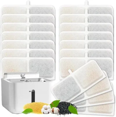 Image de Filtre pour fontaine à eau pour chats avec résine et charbon actif, lot de 18, pour chats et chiens