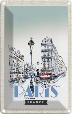 Produktbild von vianmo Blechschild 30x20 cm Paris Frankreich Stadt Kunstbild Bildmotiv Reisemotiv Abenteuer Reisen Urlaub