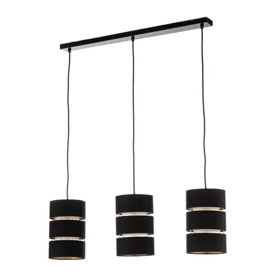 Produktbild von Lindby Hängeleuchte Tsomo, 950 cm, 3-flammig, schwarz, Stoff