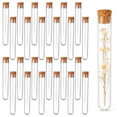 Produktbild von Reagenzgläser mit Korken Reagenzglas Teströhrchen - 10 ml - Transparentes Kunststoff - 25 Stück - Für Aufbewahrung und Präsentation
