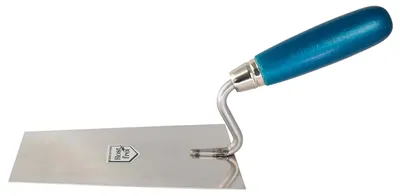Produktbild von TRUFA Tiroler Stuckateur- und Maurerkelle rostfrei mit Holzgriff Blau, 16cm Gipserkelle, Putzkelle, Glättekelle, Spachtel, Werkzeug zum Verputzen