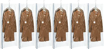 Productafbeelding van Hangende vacuümopbergzakken voor kleding - Set van 6 - Lang 135x70x20x20cm - Vacuümopbergzakken voor pakken - Jassen