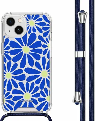Produktbild von imoshion Design Hülle mit Band iPhone 14 - Cobalt Blue Flowers Connect