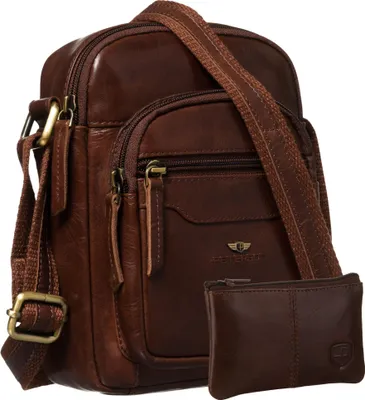 Obrázok produktu pre Peterson pánska kožená crossbody taška hnedá 22x17x9 cm