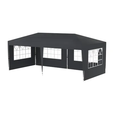 Produktbild von Składana altana ogrodowa 3x6m Składana altana ogrodowa z 4 panelami bocznymi i oknami oraz torbą do przenoszenia Wiklinowy namiot ogrodowy Ochrona UV, ciemnoszary CEEDIR