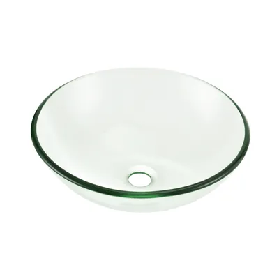 Immagine prodotto di [Lavabo in vetro temperato rotondo (Ø42cm) Lavabo da appoggio Bacinella