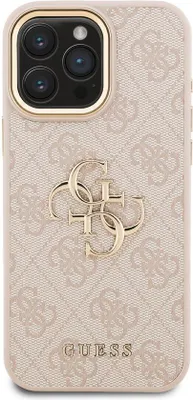 Produktbild von Guess Back Cover Case - iPhone 16 Pro Max - Pink - Big Metal Logo - Goudrand