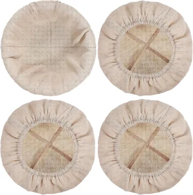 Produktbild von 4 Stück Brotkorb Einlagen aus Baumwoll-Leinen, abnehmbar und waschbar, vielseitig einsetzbar für Sauerteig und Brotbackzubehör