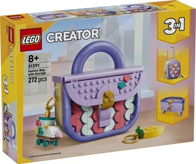 Produktbild von LEGO Creator 3-in-1-Set Modische Tasche mit Staufach - Modellbau mit 3 Bauoptionen: Handtasche, Koffer oder Schatulle - DIY Kinderzimmer Deko - Geschenk für Mädchen und Jungen ab 8 Jahren - 31391