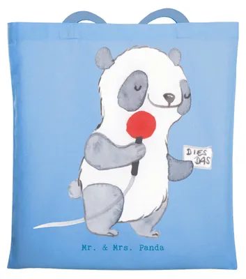 Produktbild von Mr. & Mrs. Panda Shopping Tasche Modejournalistin Herz - Sky Blue - Geschenk, Ausbildung, Jutebeutel, Einkaufstasche, Redakteurin, Journalistin, Laptoptasche, Tote Bag