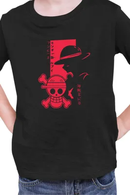 Produktbild von Kinder T-Shirt Japan Manga Anime Comics Animation One Manga Piece Anime Red Luffy, 12-13 Jahr - 152 / Schwarz