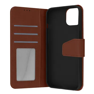Image de Avizar, étui de protection en cuir de vachette pour Apple iPhone 13, couleur marron