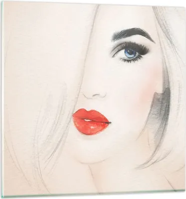 Produktbild von Bilder auf glas - Frau Gesicht Lippen - 40x40cm - Glasbilder - Wandbilder - Kunstdruck - zum Aufhängen bereit - Wanddekoration aus Glas - Glas Bilder - Wandbild auf Glas - Einteilig - GAC40x40-3860
