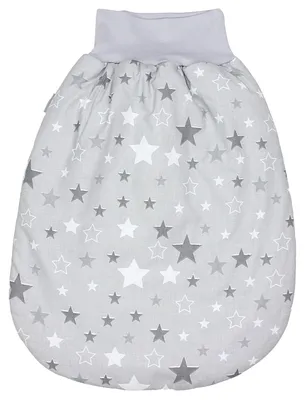 Produktbild von TupTam Baby Strampelsack Schlafsack mit breitem Bund Winterschlafsack für Mädchen Jungen Babyschlafsack, Farbe: Sterne Weiß / Grau, Größe: 6 - 12 Monate