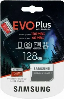 Immagine prodotto di Scheda di memoria Samsung microSDXC EVO Plus da 128 GB con adattatore SD