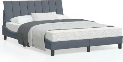 Produktbild von Design Bettgestell mit Kopfteil Dunkelgrau 140x190 cm Samt, Klassische Betten 2024 Neu