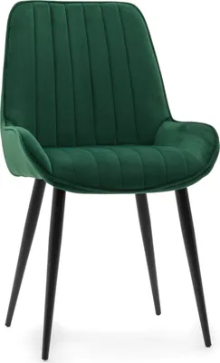 Produktbild von NEW HOME Stuhl LUCA gespolsterter Esszimmerstuhl Wohnzimmerstuhl mit Steppung - grün schwarze Beine - moderne Samt Velours Möbel