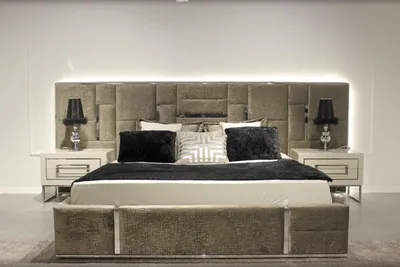 Produktbild von Luxus Schlafzimmermöbel Komplett Möbel 3tlg Doppelbett 2x Nachttische