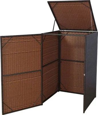 Produktbild von Kryt na odpadkový kôš HWC-E25, kryt na odpadkový kôš, poly-ratan 120l ~ hnedý
