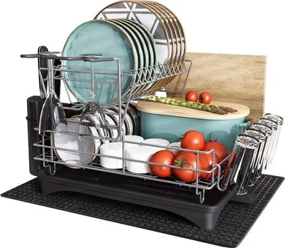 Immagine prodotto di Sciacquatoio da cucina in acciaio inossidabile, a due ripiani, con portabottiglie