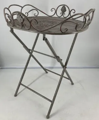 Produktbild von Casa Padrino Jugendstil Gartentisch Antik Grau 62 x 49 x H. 70 cm - Nostalgischer Metall Tisch - Nostalgische Metall Garten & Terrassen Möbel