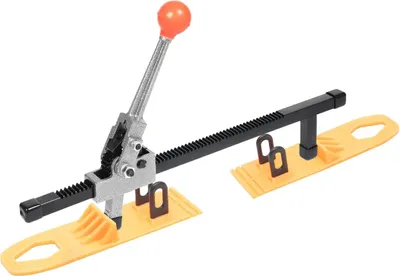 Produktbild von Karosserie-Ausbeulset - Manueller Blechzieher mit Spreizer und Zugplatten - Für Auto/Kühlschrank - Spreizer 43,5×23 cm - Platten 21,5×6,3 cm - Gelb