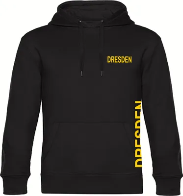 Produktbild von multifanshop Kapuzen Sweatshirt - Dresden - Brust & Seite, schwarz, Größe L