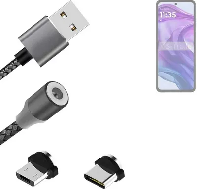 Produktbild von K-S-Trade Hochwertiges Magnet-Lade-kabel Sync-Kabel Daten-Kabel kompatibel mit Motorola Razr 50 Ultra mit USB-Typ-C-Anschluss und Micro-USB-Anschluss