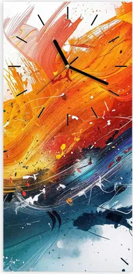 Produktbild von Wanduhr aus Glas mit Motiv Farbenexplosion- 30 x 60 cm - inkl. Aufhängesystem