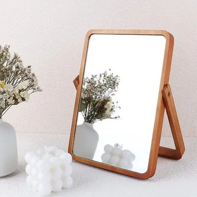Immagine prodotto di Piccoli specchi da trucco in legno con supporto regolabile