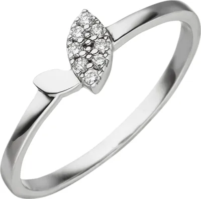 Produktbild von Gr. 60 Damen Ring schmal 585 Gold Weißgold 8 Diamanten Brillanten Weißgoldring