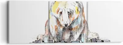 Produktbild von Bild auf Leinwand - Leinwandbild - Bär Spielzeug Spiel Illustration - 90x30cm - Wand Bild - Wanddeko - Leinwanddruck - Bilder - Kunstdruck - Wanddekoration - Leinwand bilder - Wandkunst - CA90x30-2987