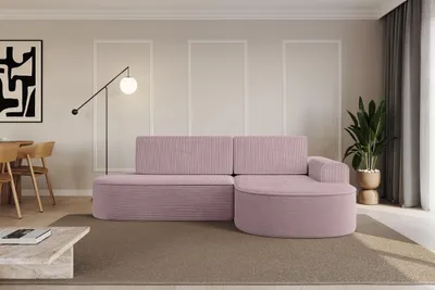 Produktbild von ALTDECOR Ecksofa mit Schlaffunktion und Bettkasten MARI-L1-S - 283x167x73cm Rosa - Corner Sofa Eckcouch Couch L-Form, links/rechts angeordnet Schlafcouch Ausziehbar Wohnlandschaft