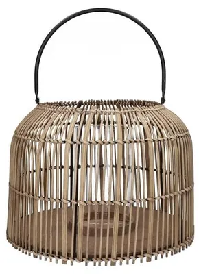 Image de Lanterne Pomax Odin en rotin, couleur naturelle, diamètre 39 cm, hauteur 29 cm