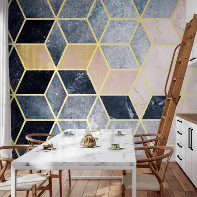 Produktbild von Vlies Fototapete - Blue Geometric Pattern 150x105 cm Abstrakt f-B-10099-a-a